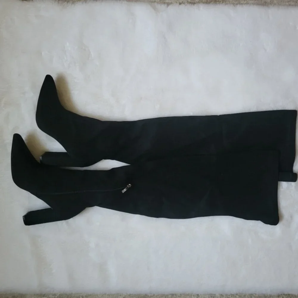 NWT New York & Company Faux Suede Tall Heeled Monia Boot - Picture 3 of 13